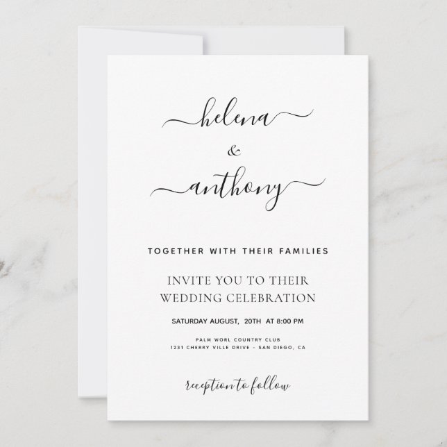 Moderna y elegante invitación a la boda (Anverso)