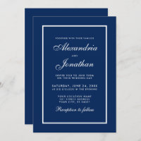 Moderna y elegante invitación a la boda azul