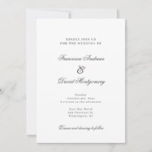 Moderna y elegante invitación a la boda blanca