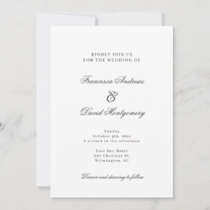 Moderna y elegante invitación a la boda blanca