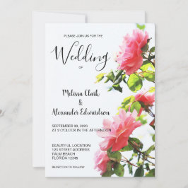 Moderna y elegante invitación a la boda de rosas r