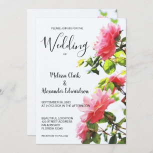 Moderna y elegante invitación a la boda de rosas r