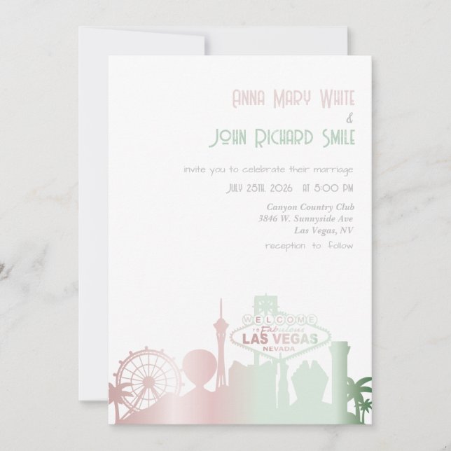 Moderna y elegante invitación a las Vegas City Sky (Anverso)