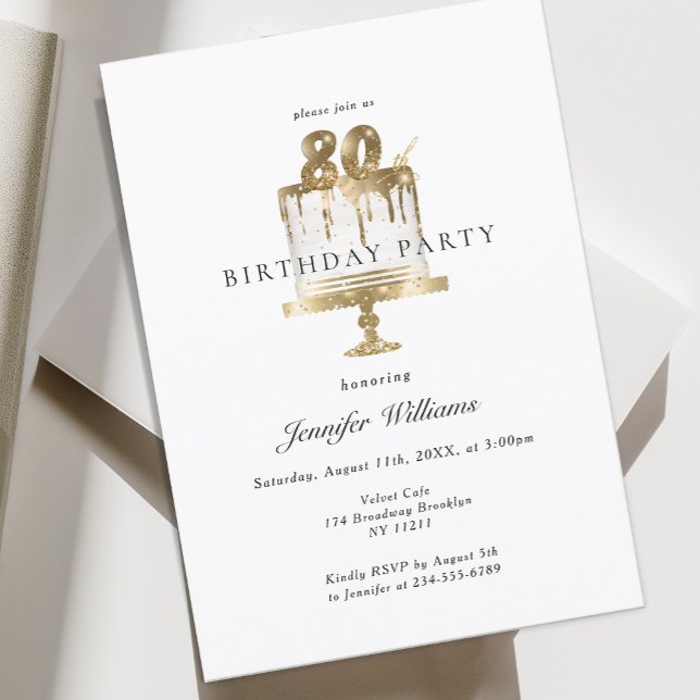 Moderna y elegante invitación al cumpleaños 80. (Subido por el creador)