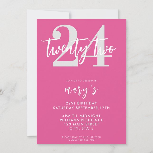 Moderna y elegante invitación de 24 años (Anverso)