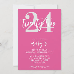 Moderna y elegante invitación de 24 años