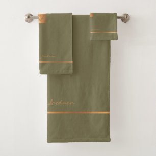 Moderna y elegante moda verde helecho rayas monogr
