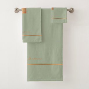 Moderna y elegante moda verde sabio rayas monogram