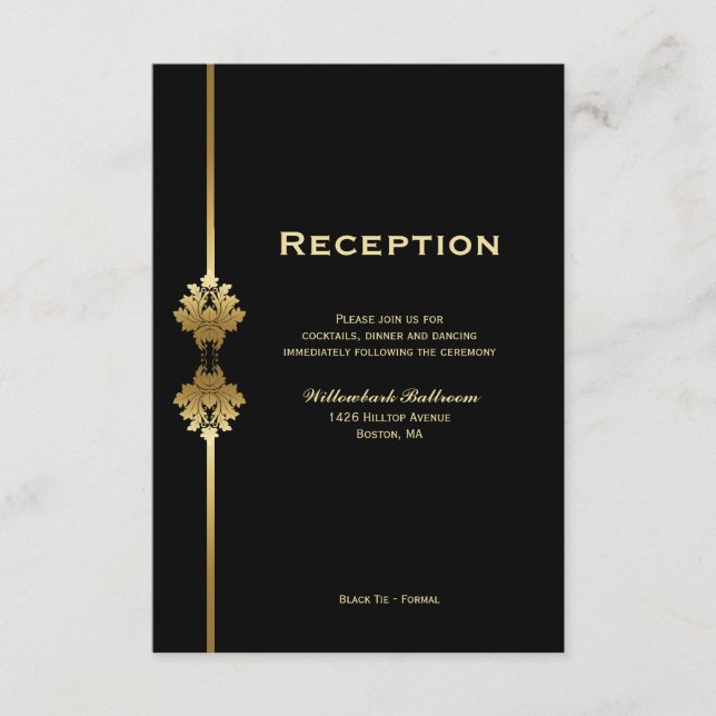 Moderna y elegante recepción de Boda de Oro Negra (Anverso)