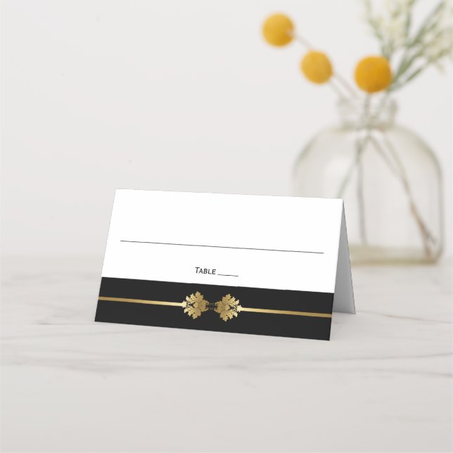 Moderna y elegante tarjeta de Boda de oro negro (Anverso)
