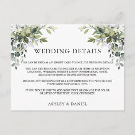 Moderna y elegante tarjeta de detalles Boda de la
