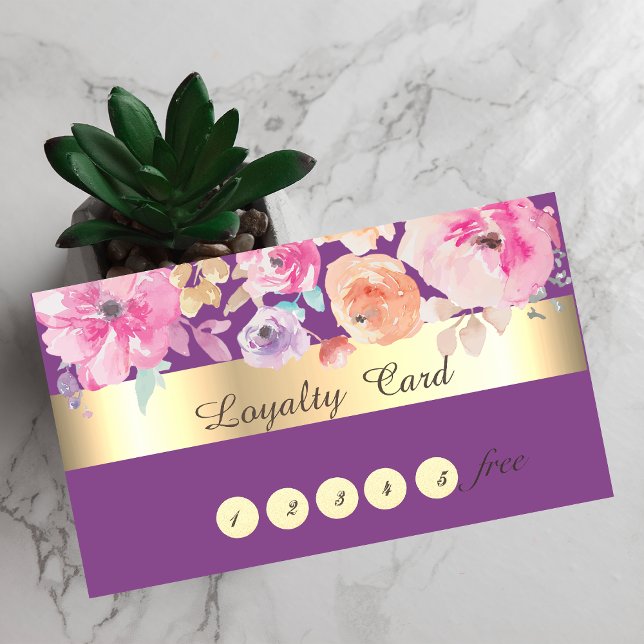 Moderna y elegante tarjeta de fidelidad con flores (Subido por el creador)