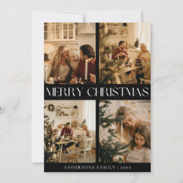 Moderna y elegante tarjeta de Navidad Black Merry