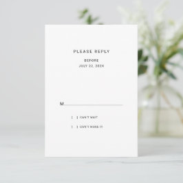 Moderna y elegante tarjeta RSVP Minimalista clásic