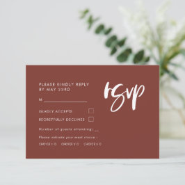 Moderna y elegante terracota RSVP con elección de 