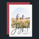 Moderna y elegante tipografía rojo 1 Navidades de<br><div class="desc">Moderna y elegante tipografía de moda Navidades rojos alegres 1 foto tipografía tarjeta de vacaciones</div>