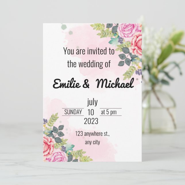 Moderna y Minimalista | Invitación a la boda (Anverso de pie)