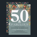 Moderna y Moda 50 y Fabulosa Invitación al cumplea<br><div class="desc">Estas 50 y Fabulosas invitaciones son ideales para su próxima moda y elegante celebración de 50 cumpleaños. Las invitaciones tienen un fondo azul marino con un magnífico borde de flores modernas y luminosas, con espacio para añadir todos los detalles de sus cincuenta y fabuloso fiesta. En la parte trasera de...</div>
