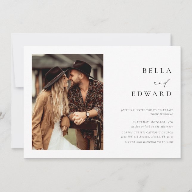 Moderna y sencilla 2 fotos Elegante Invitación a l (Anverso)