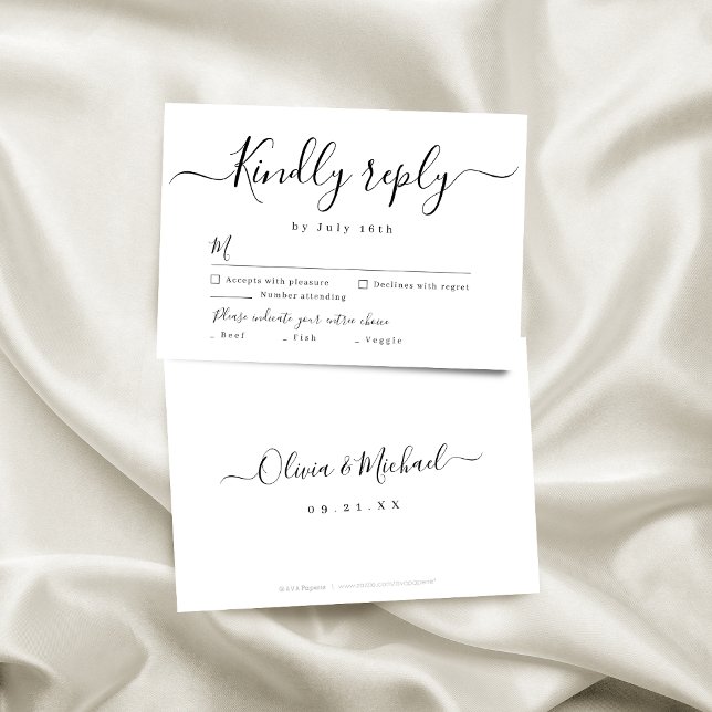 Moderna y sencilla boda de escritura elegante RSVP (Modern simple elegant script wedding RSVP)