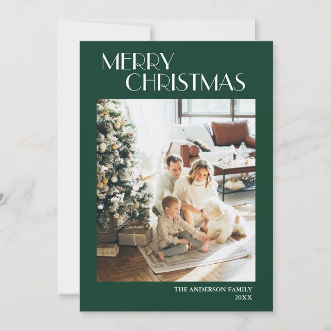 Moderna y simple foto verde de Navidad (Anverso)