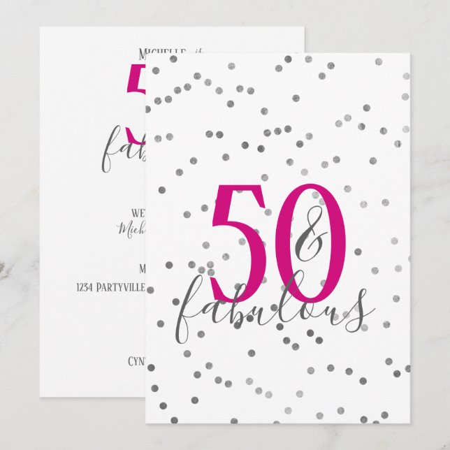 Modernas 50 y fabulosas invitaciones para fiestas  (Anverso / Reverso)