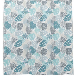 Modernas cortinas de ducha de hojas Verde azuladas