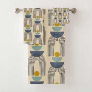 Modernas formas Boho Líneas Patrón de arco en azul