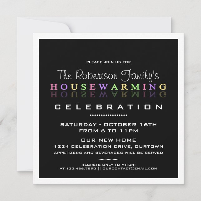 Modernas invitaciones para fiestas de cambio de ho (Anverso)