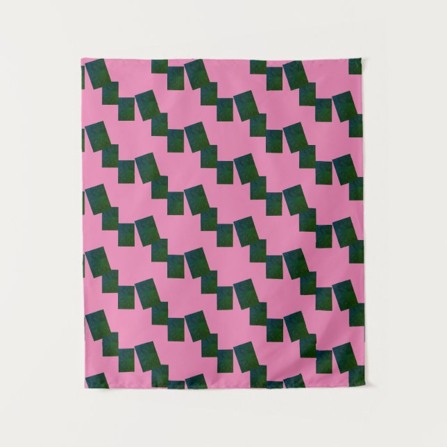 MODERNAS LÍNEAS DE Mandala -ROSA -AZUL-VERDE Tapiz (Anverso)