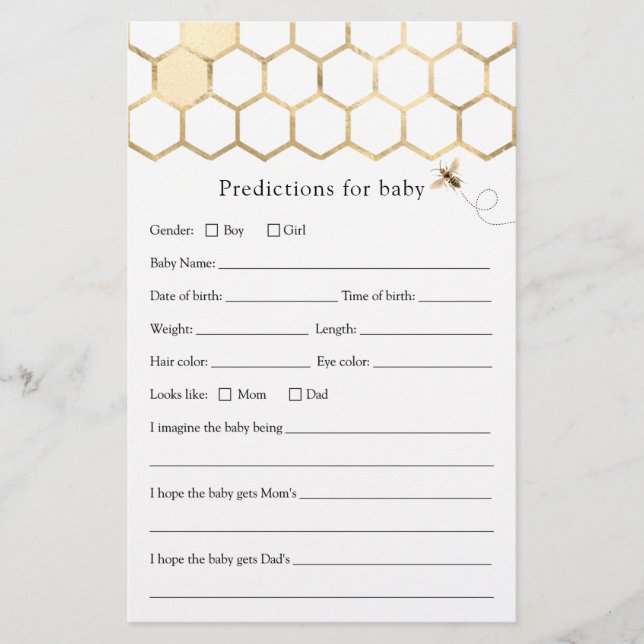 Modernas predicciones de abejas para tarjeta Baby  (Anverso)