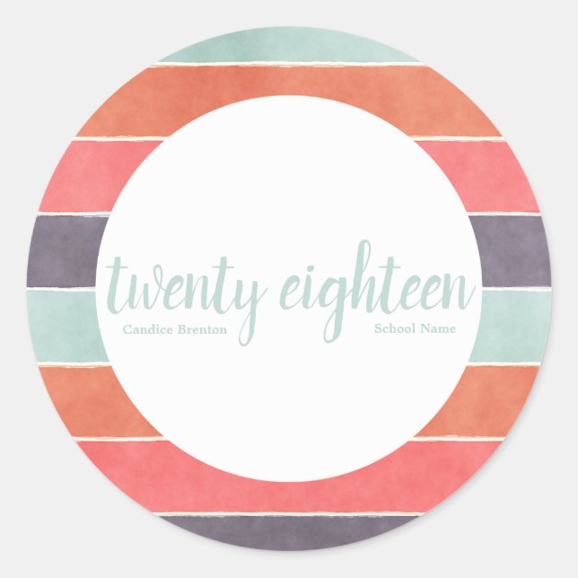 Modernas rayas arcoiris Pegatinas graduados Person (Anverso)