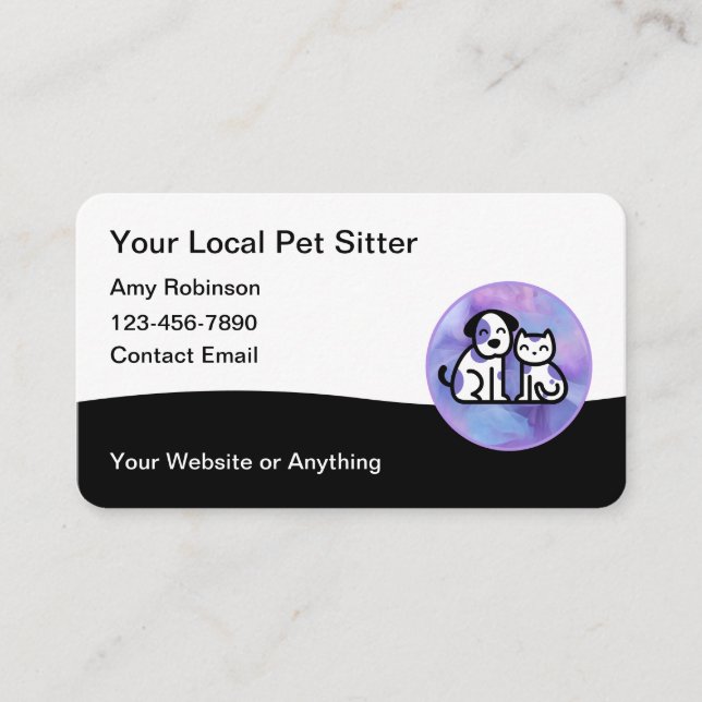 Modernas tarjetas de Mascota Sitter (Anverso)