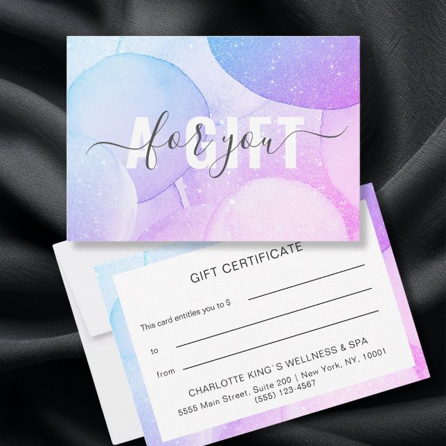 Moderne Glitzer Geschenkgutscheine Flachkarte (Modern Salon Glitter Gift Certificates personalized)
