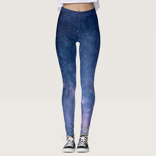 Moderne Leggings | blaues Universum, Kosmos,Sterne (Anverso)