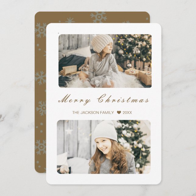 Moderno 2 Fotos Navidad Dorado Alegre (Anverso / Reverso)