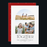 Moderno 3 arco rojo fotográfico junto a la tipogra<br><div class="desc">Moderna y elegante moda juntando tipografía Navidades rojos gracias tarjeta multivacaciones de 3 fotos</div>