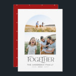 Moderno 3 arco rojo fotográfico junto a la tipogra<br><div class="desc">Moderna y elegante moda juntando tipografía Navidades rojos gracias tarjeta multivacaciones de 3 fotos</div>