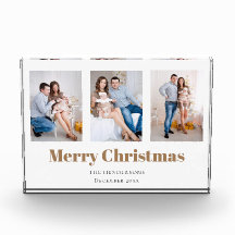 Moderno 3 Collage de fotos familiar Feliz Navidad