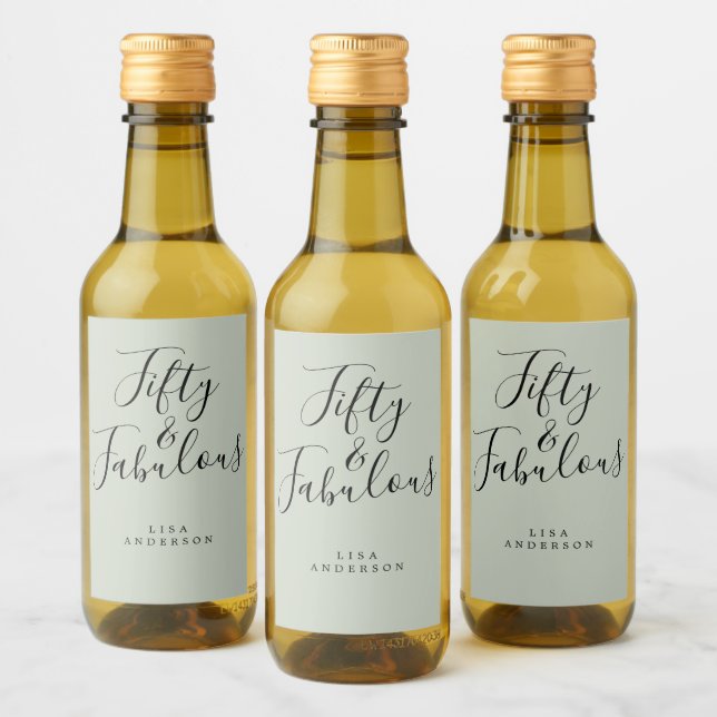 Moderno 50 Fabuloso Green Custom Name 50 cumpleaño (Botellas)