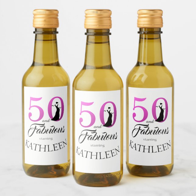 Moderno 50 Fabuloso nombre personalizado 50 cumple (Botellas)