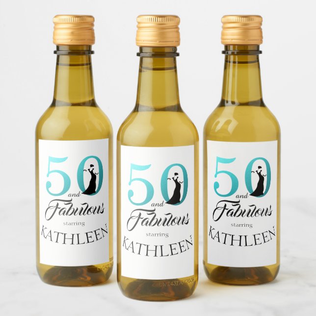 Moderno 50 Fabuloso nombre personalizado 50 cumple (Botellas)