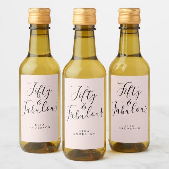 Moderno 50 Fabuloso nombre personalizado rosado 50 (Botellas)