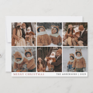 Moderno 6 Fotos en rejilla Tarjeta de Navidad Fami