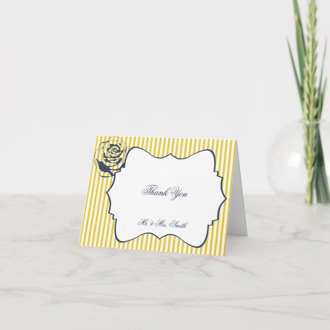 Moderno Agradecimiento de Boda con Raya Azul Amari (Anverso)