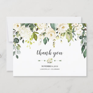 Moderno agradecimiento de boda floral blanco acuar
