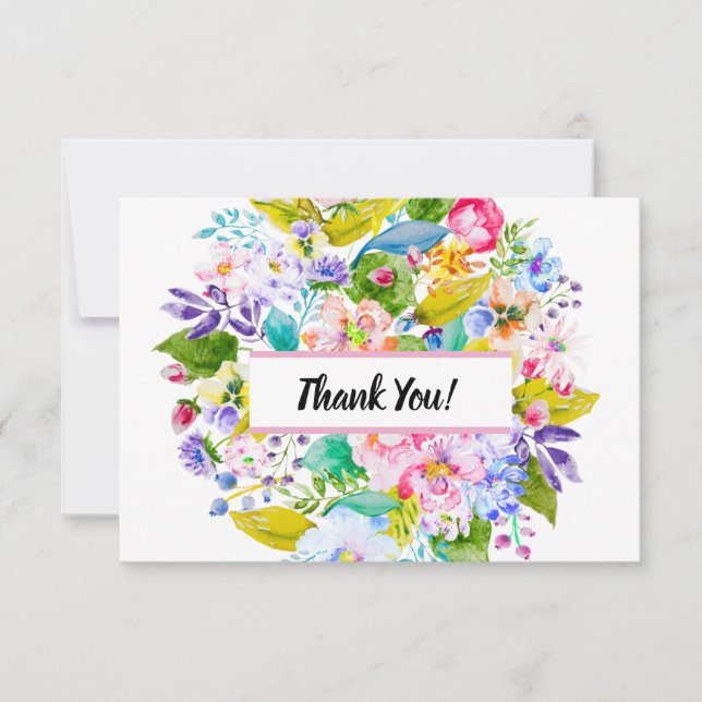 Moderno agradecimiento de boda romántico floral ro (Anverso)