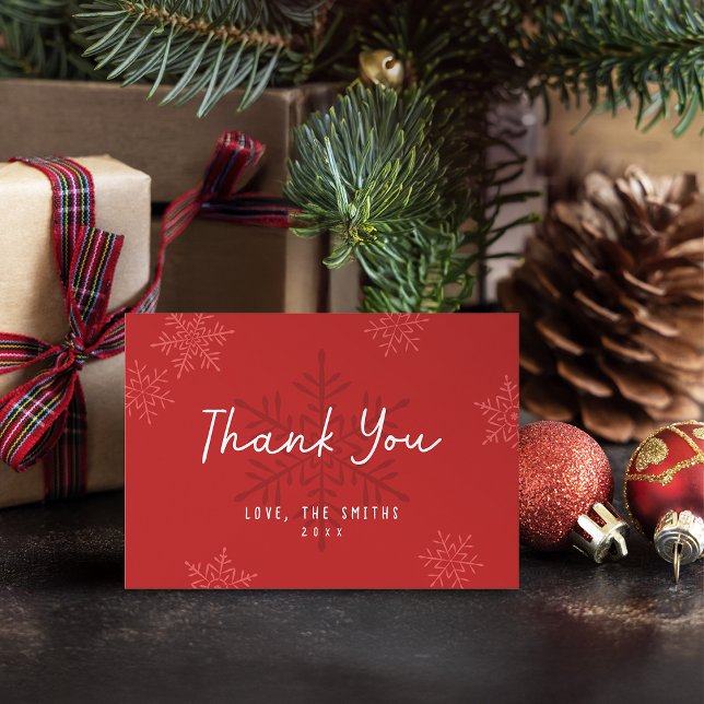 Moderno agradecimiento de Navidad con copo de niev (Modern Simple Script Snowflake Christmas Thank You)