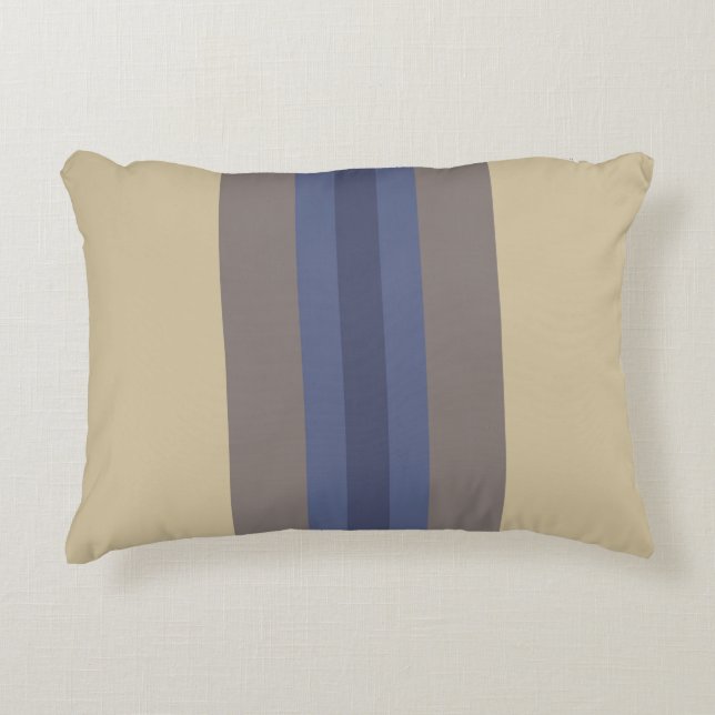 Moderno almohada de acento beige rayado azul (Anverso)