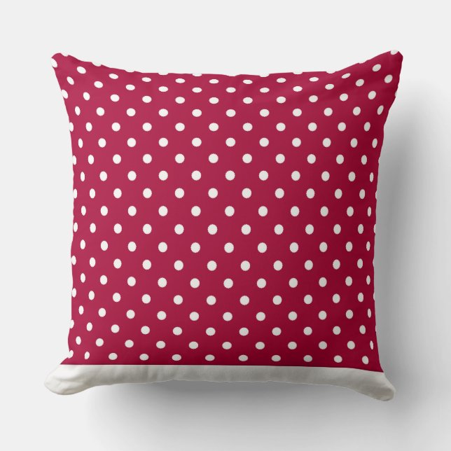Moderno almohada de punto rojo con puntos blancos  (Anverso)
